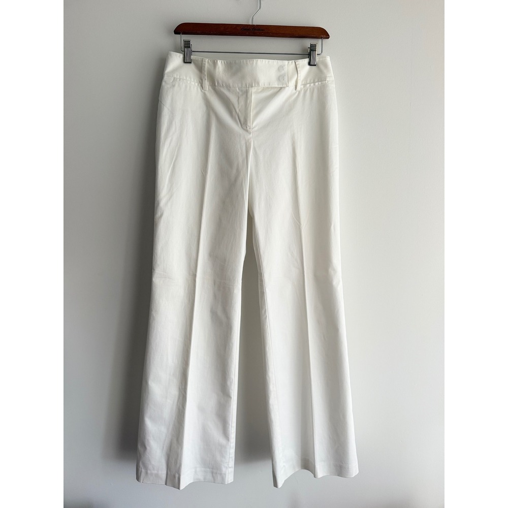 Ann Taylor LOFT Marisa White Wide Leg Lined Trouser Pants Professional Cotton 4